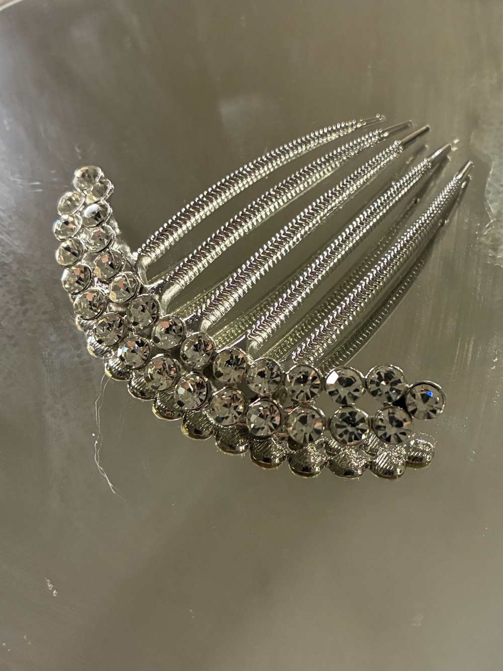 Crystal Rhinestone Hair Comb - Silver